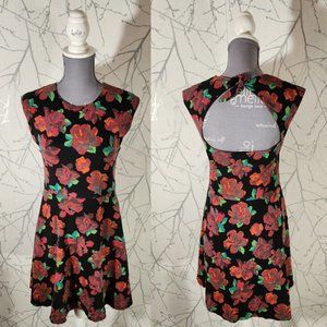 Talula Rose Floral Printed Cutout Back Palmetto Skater Dress